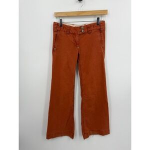 VTG Cidra Low Rise Flared Trousers Women 0 Orange Distressed Wide Leg Pants